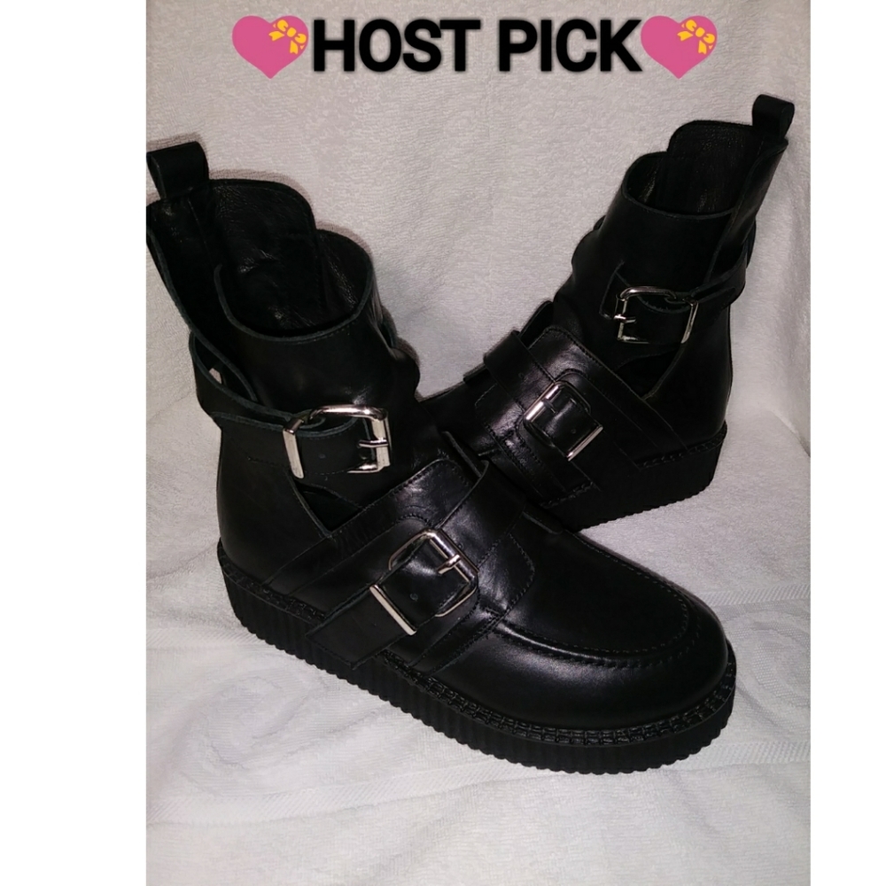 Amazing MAJE Cutout black double buckle boots sz 9